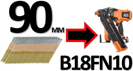 gwoździe 90mm do gwoździarka AEG 18V B18FN10, 10GA